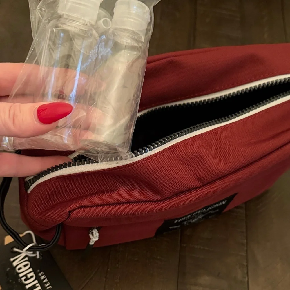 True Religion Unisex Burgundy Toiletry Bag